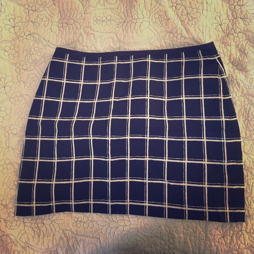 Madewell black and white windowpane miniskirt